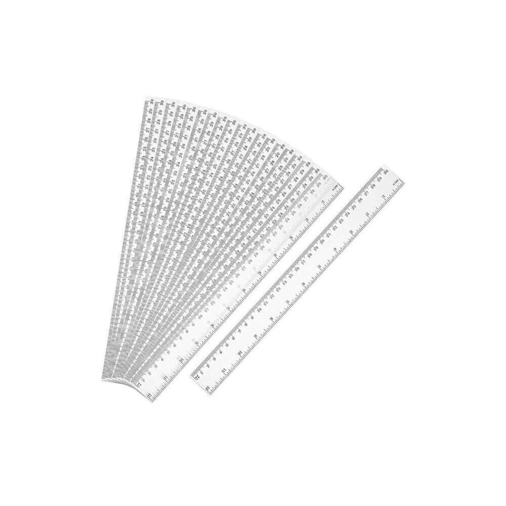 20 Pack Clear Plastic Rulers, 12 Inch Straight Flexible clear